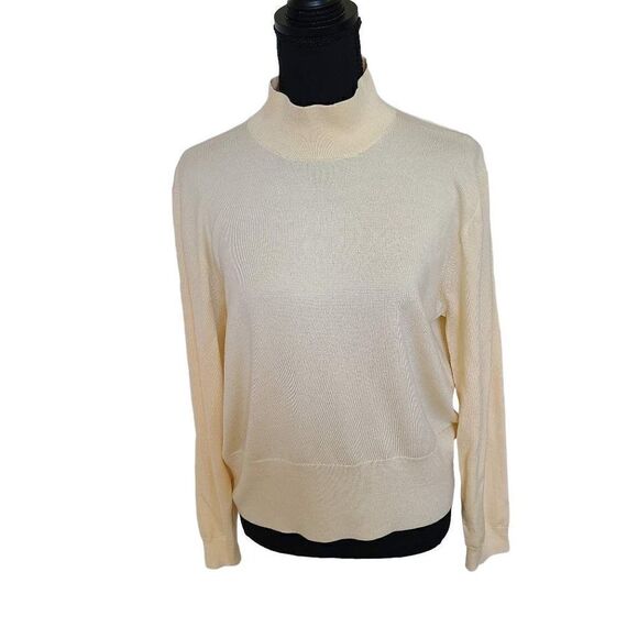 J Crew Light Yellow Mockneck Sweater Size L - Picture 1 of 13